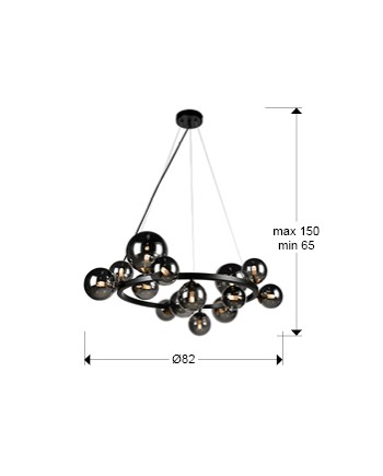 LAMPARA 14L ·ASTROS· NEGRO