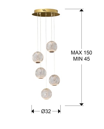 AUSTRAL- LAMPARA 5L ORO Ø32