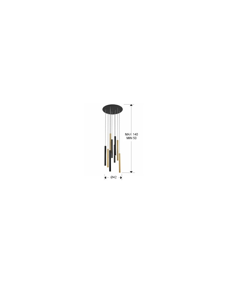 LAMPARA·VARAS·ORO/NEGRO 9L DIMABLE