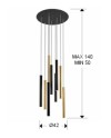 LAMPARA·VARAS·ORO/NEGRO 9L DIMABLE