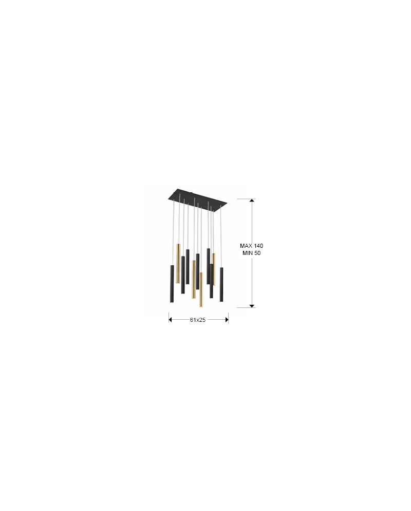 LAMPARA·VARAS·ORO/NEGRO 11L DIMABLE