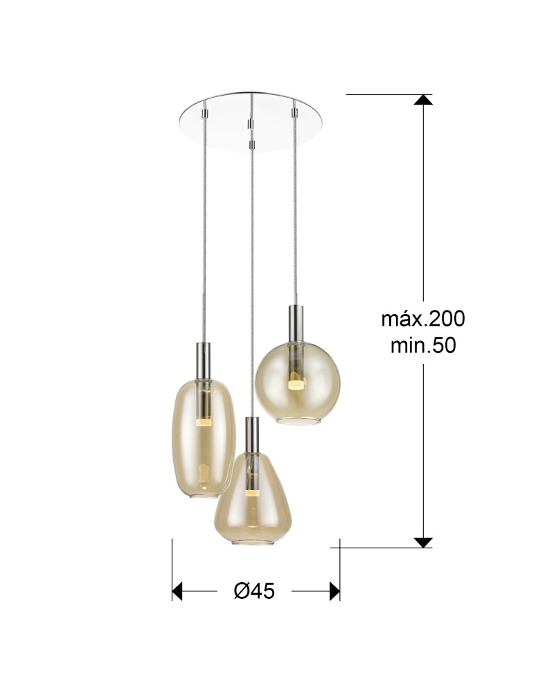 I3-NARA- LAMPARA 3L CROMO D45