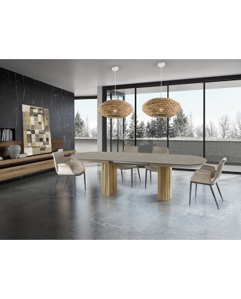 IRATI -MESA COMEDOR- PIEDRA/MADERA