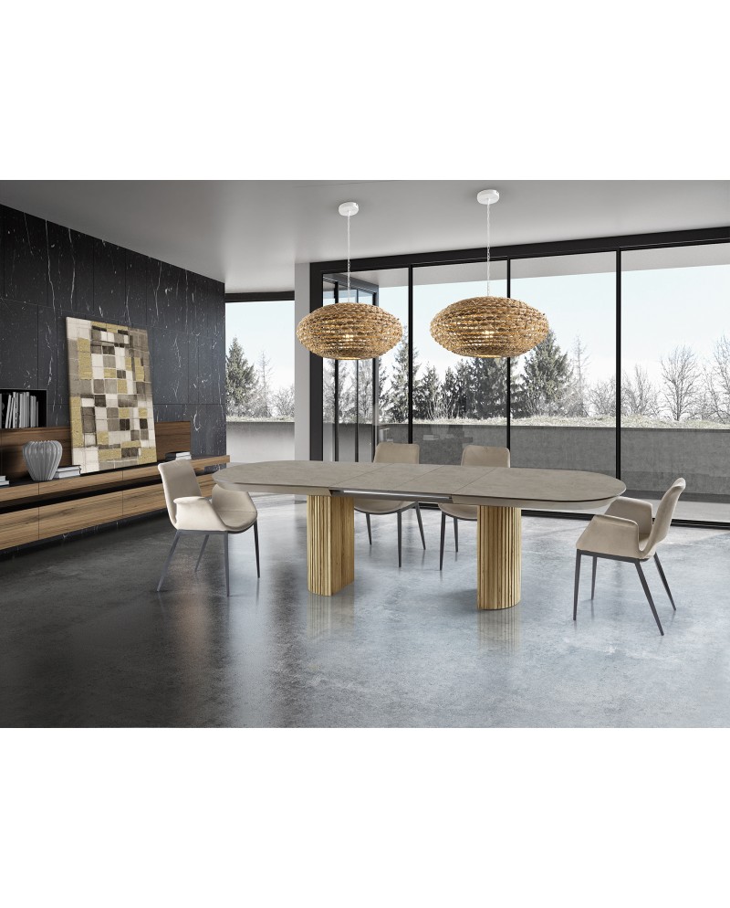 IRATI -MESA COMEDOR- PIEDRA/MADERA