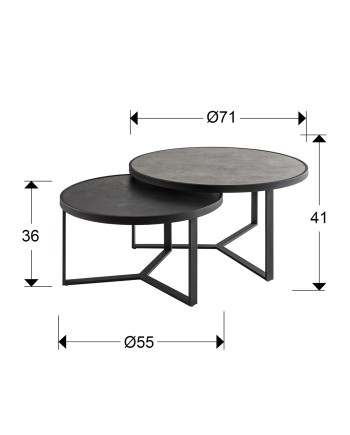 NAIRA-SET MESAS PEQUEÑA- GRIS-NEGRO