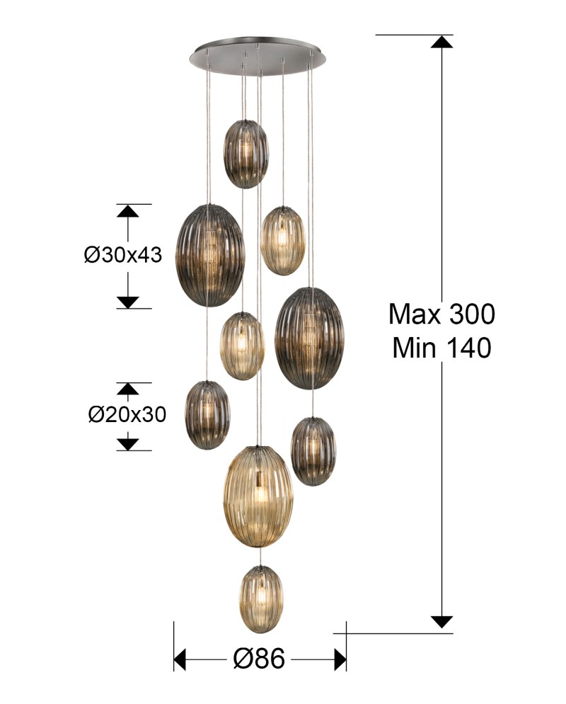 OVILA- LAMP 9L SMOKE- COÑAC DIM