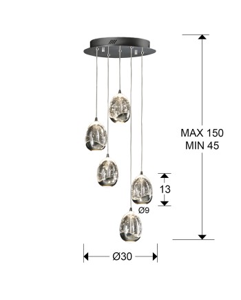 ROCIO- LAMPARA 5L CROMO 30D DIMABLE
