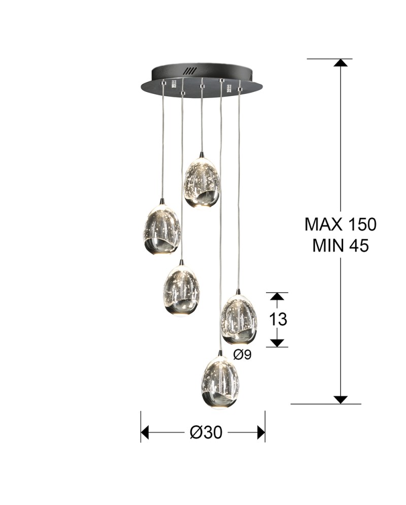 ROCIO- LAMPARA 5L CROMO 30D DIMABLE