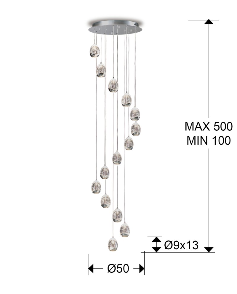 ROCIO-GRAN LAMP 14L CROMO 5M DIMABLE