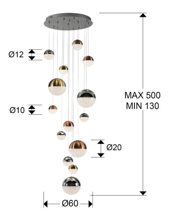 SPHERE-LAMPARA 14L D60 H500 DIMABLE