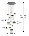 SPHERE-LAMP 14L CROMO D60 H500 DIMABLE