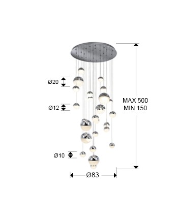 GRAN LAMP·SPHERE·Ø80 27L CROMO CCT