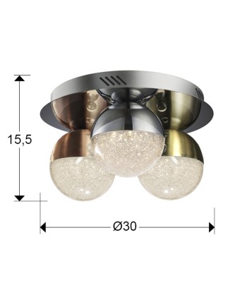 PLAF.3L LED·SPHERE·COLORØ30DIM