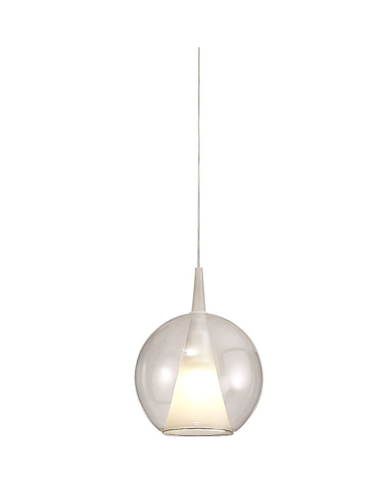 Elsa * Colgante Cristal Bola - E27 - Transparente + Opal (Sin Base)