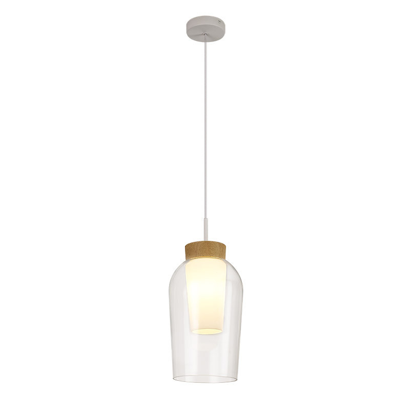 NORA BLANCO/MADERA Colgante 1 Luz 1 x E27 (No Incl.)