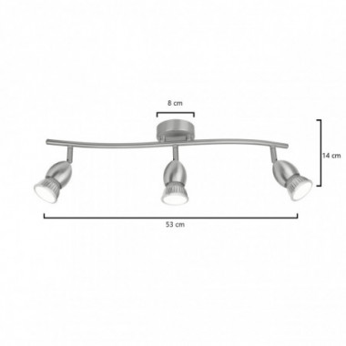 REGLETA 3L BALA NIQUEL SATINAD 3 X 40W GU-10