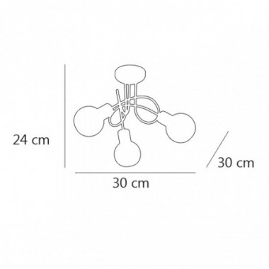 PLAFON 3L OPAL CUERO 3 X 40W E-14