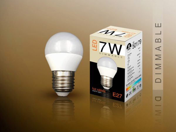 BOMB.LED DIMABLE 3000K 7W E27