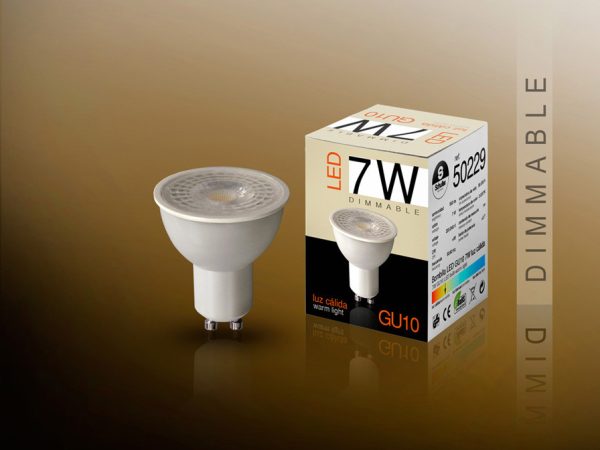 BOMB.LED DIMABLE 3000K 7W GU10