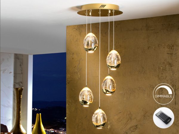 LAMPARA Ø30 ·ROCIO· 5 LED ORO