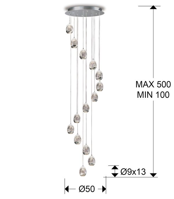 ROCIO-GRAN LAMP 14L CROMO 5M DIMABLE