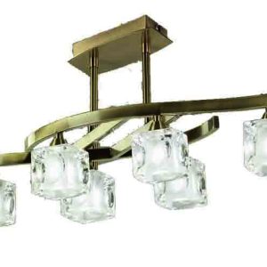 CUADRAX CUERO CRISTAL Plafón 6 Luces 6 x G9