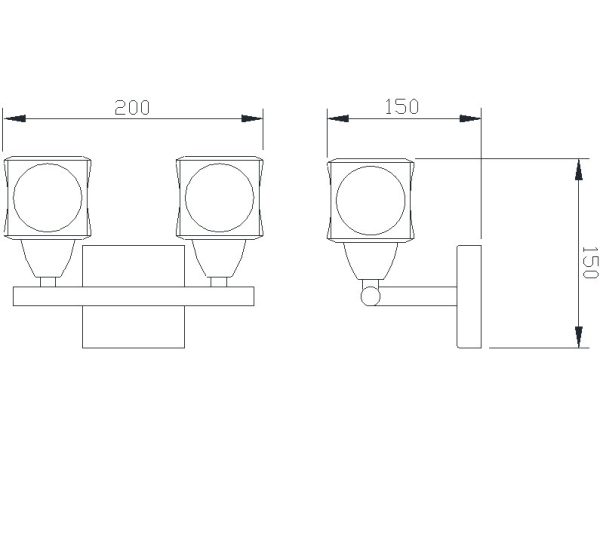 CUADRAX CUERO CRISTAL Aplique 2 Luces 2 x G9