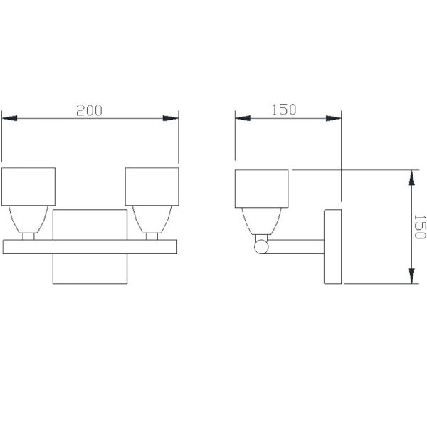 CUADRAX CROMO C. OPTICO Aplique 2 Luces 2 x G9