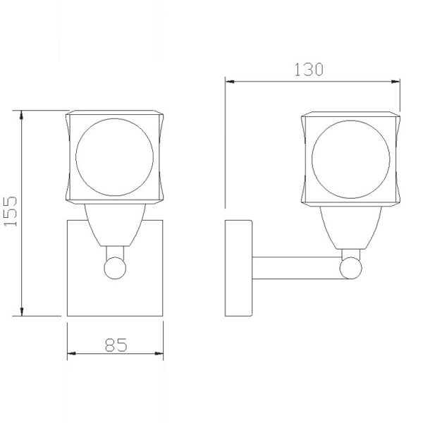 CUADRAX CROMO CRISTAL Aplique 1 Luz 1 x G9