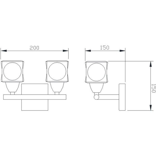 CUADRAX CROMO CRISTAL Aplique 2 Luces 2 x G9