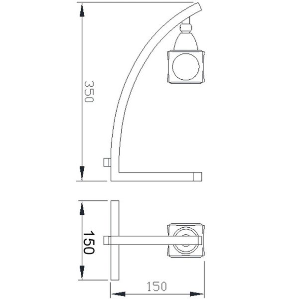 CUADRAX CROMO CRISTAL Sobremesa 1 Luz 1 x G9