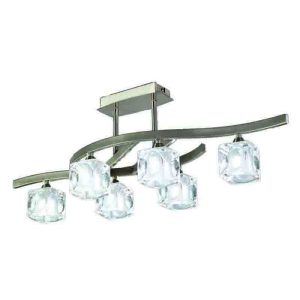 CUADRAX NÍQUEL SAT. CRISTAL Plafón 6 Luces 6 x G9