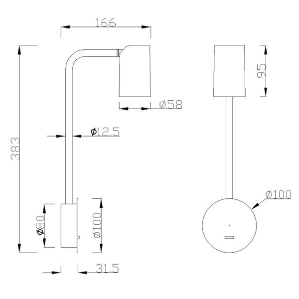 SAL BLANCO Aplique 1 x GU10 (No Incl.)