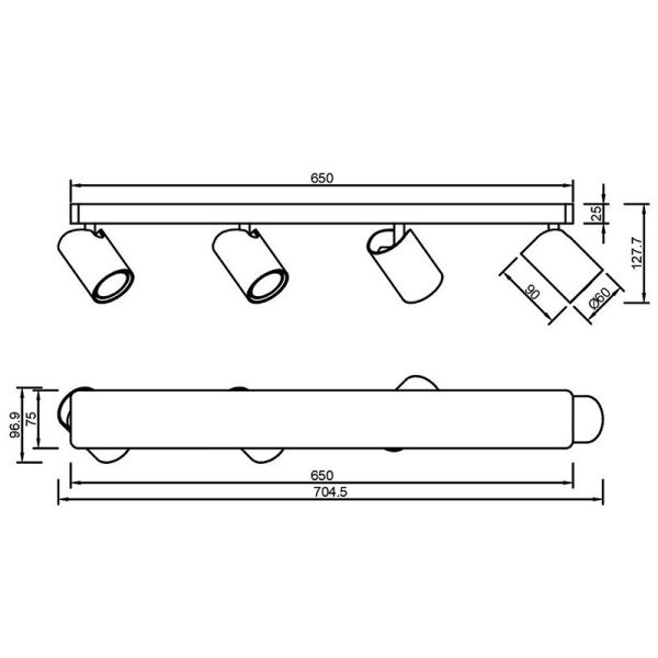 SAL ORO REGLETA 4L GU10 4 x GU10 (No Incl.)