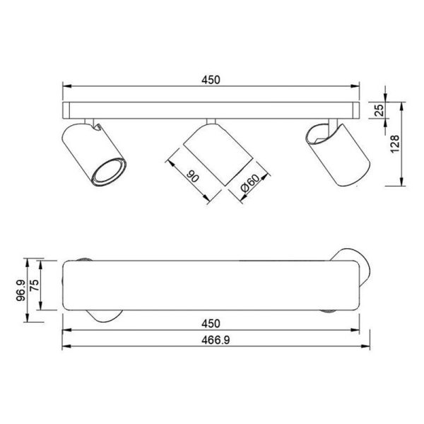 SAL ORO REGLETA 3L GU10 3 x GU10 (No Incl.)