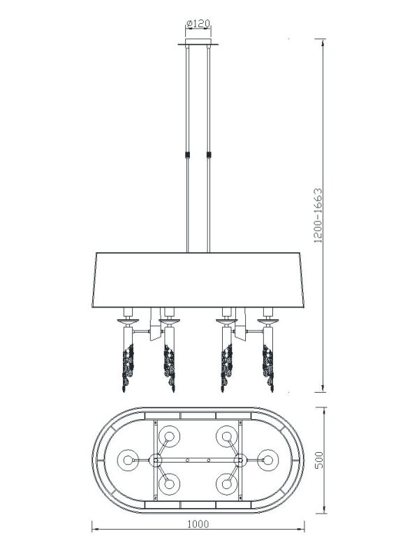 TIFFANY CUERO Lámpara 6 x E27 (No Incl.)