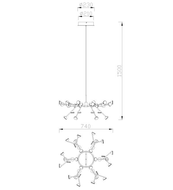 ADN NEGRO Lámpara LED Grande LED 100W 3000K 7250 LMS