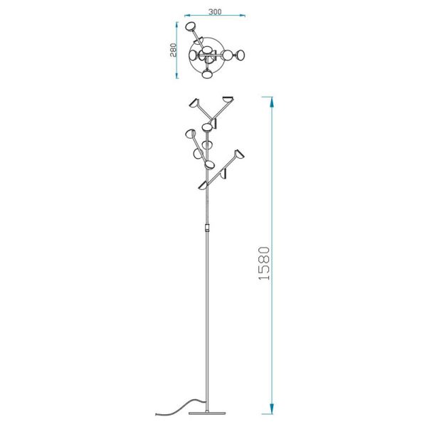 ADN NEGRO Pie De Salón LED LED 30W 3000K 2050 LMS