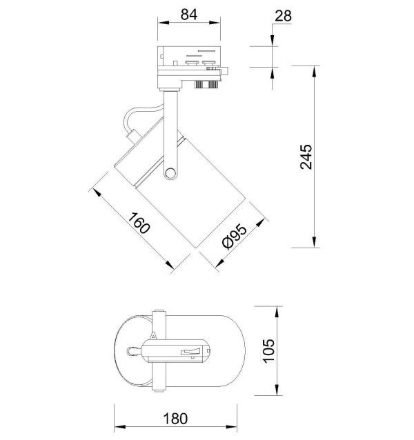 ARUBA Foco Carril Trifasico 1 x E27 (No Incl.)