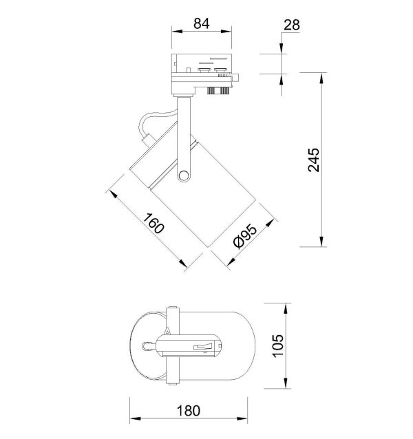 ARUBA Foco Carril Trifasico 1 x E27 (No Incl.)