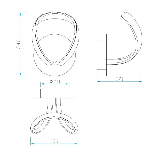 KNOT LED PLATA CROMO Aplique LED LED 12W 3000K 840 LMS