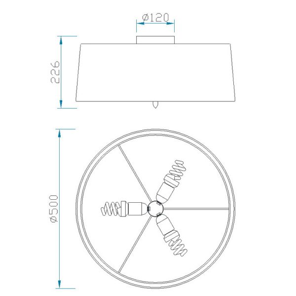 LUA GRIS CENIZA Plafón 3 x E27 (No Incl.)