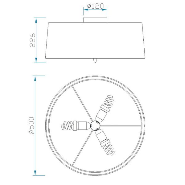 LUA NÍQUEL SATINADO Plafón 3 x E27 (No Incl.)