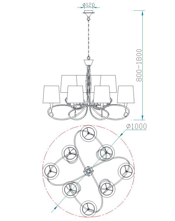 MARA CROMO Lámpara 8 Luces 8 x E14 (No Incl.)