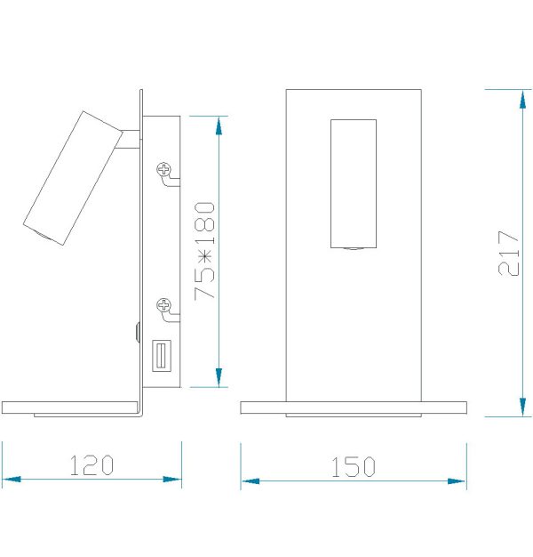 NORDICA II Aplique LED & USB Output LED 3W 3000K 180 LMS