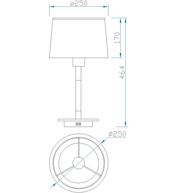 NORDICA II Sobremesa & USB Output 1 x E27 (No Incl.)