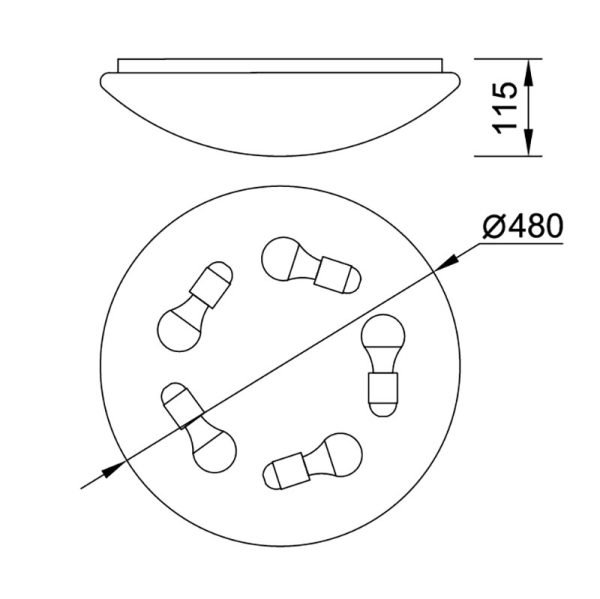 ZERO E27 Plafón 5 x E27 (No Incl.)