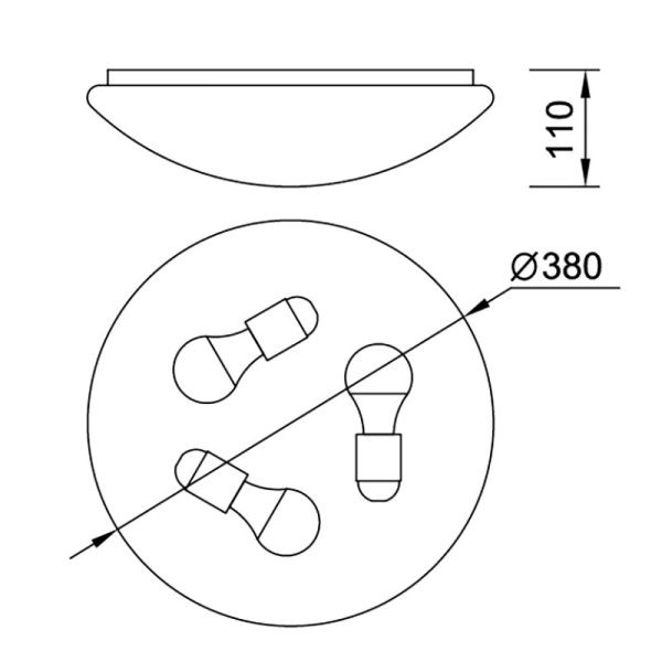 ZERO E27 Plafón 3 x E27 (No Incl.)