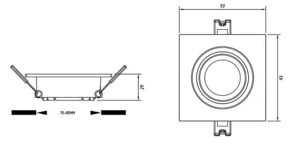 LAMBORJINI Empotrable 1 x GU10 (No Incl.)