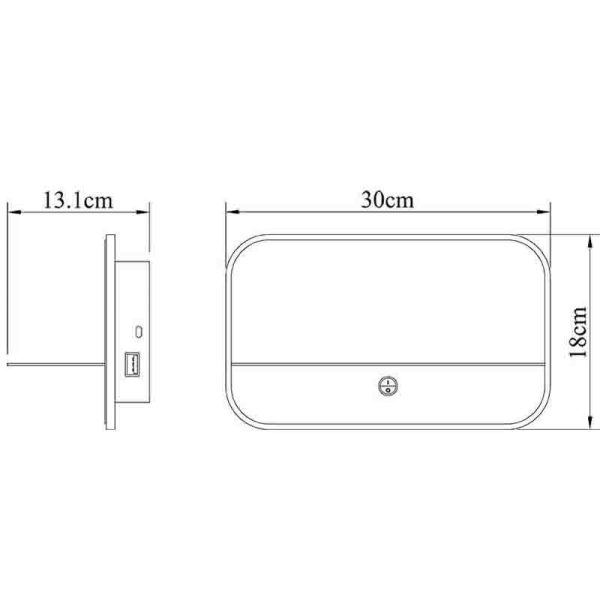 LANZAROTE Aplique LED + 2*USB LED 18W 3000K 1400 LMS